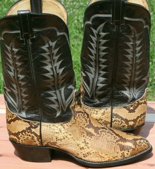 Tony Lama Natural Python Snake Skin Cowboy Boots 12D Vintage Exotic Snakeskin 5