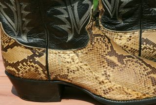 Tony Lama Natural Python Snake Skin Cowboy Boots 12D Vintage Exotic Snakeskin 6