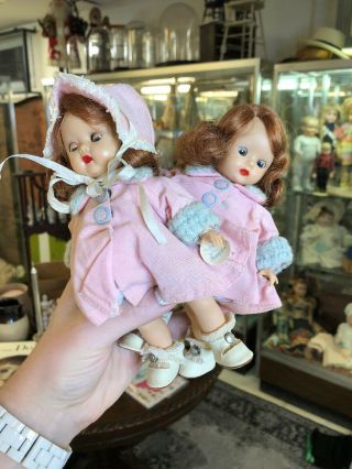 Vintage Muffie Doll Redhead Twins Tagged Outfits Matching Nancy Ann Storybook