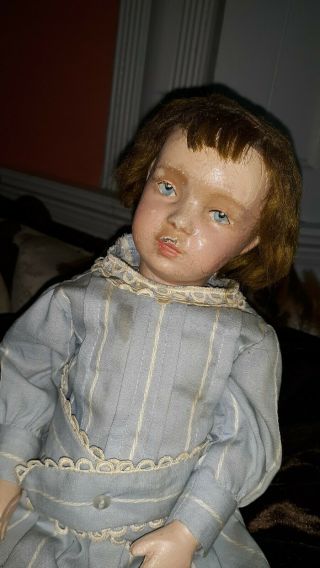 Antique 16 " Schoenhut Wood Doll 1911 Patent Stamp Wigged Beautifully Dressed Wow
