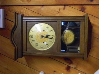 Vintage Linden Wind Up Pendulum Chime Wall Clock No.  8086 Westminster W/key