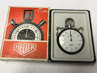 Vintage 1970 ' s Heuer 7 Jewel Stopwatch 30 Minute Sports Timer Pre TAG Watch Era 2