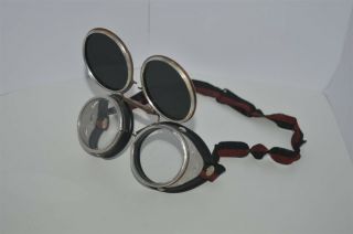 Welding Safety Goggles Steampunk Motorcycle Aviator Flip Up Vtg Glasses Wwii