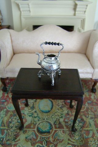 Vintage Obadiah Fisher Artisan Miniature Sterling Hot Water Kettle On Stand 1980 4