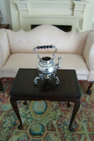 Vintage Obadiah Fisher Artisan Miniature Sterling Hot Water Kettle On Stand 1980 6
