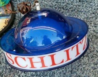 Vintage 1961 Schlitz Beer Lighted Rotating Orb Globe Hanging Sign Advertisement