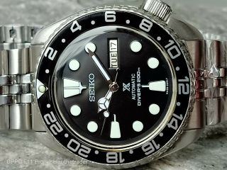 Vintage Seiko Diver 6309 - 7290 Black Prospex Slim Turtle Automatic Men Watch 7458