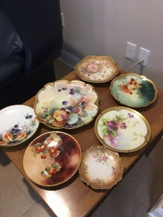 Vintage Limoges Handpainted Plates (7) Plates Total,  Various Colors/fruit