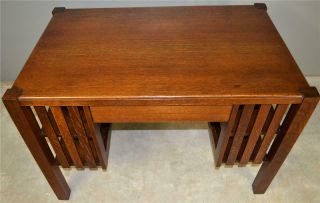 17802 Mission Oak Library Writing Desk With Bookshelves
