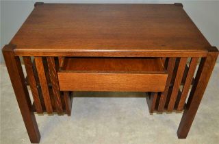 17802 Mission Oak Library Writing Desk with Bookshelves 3