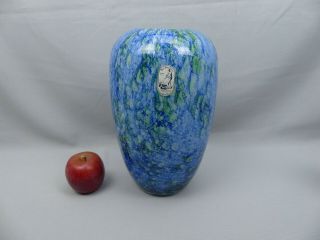 Large 11 3/4 In Vintage La Rochere France Handblown Blue Green Art Glass Vase
