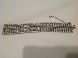 Gorgeous Vintage Weiss Clear Rhinestones Bracelet Signed 2