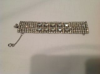 Gorgeous Vintage Weiss Clear Rhinestones Bracelet Signed 5
