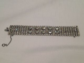 Gorgeous Vintage Weiss Clear Rhinestones Bracelet Signed 6