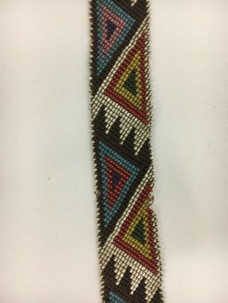 Vintage Plains Native American Indian Beaded Leather Head Band 8