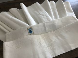 Vintage Luxury Italian Embroidered Pure Linen Bed Sheets Set Queen King S