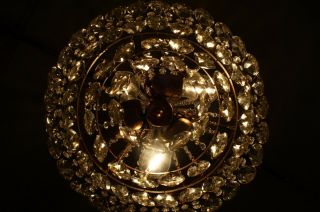 Antique Vintage French Basket Crystal Chandelier Brass Ceiling Lamp 14  DIAMETR 5