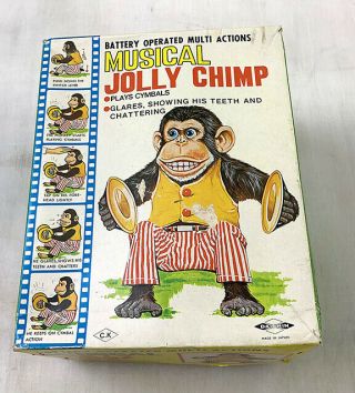 Vintage Daishin Musical Jolly Chimp Mechanical Toy Used/works