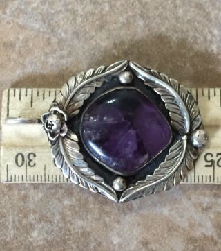Vintage Native American Purple Sugilite Sterling Silver Pendant Signed BM 6