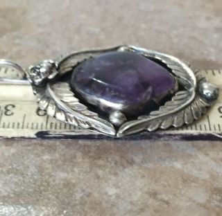 Vintage Native American Purple Sugilite Sterling Silver Pendant Signed BM 7
