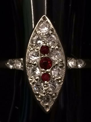 Vintage 9ct & Silver Red And White Paste Set Cluster Ring 3