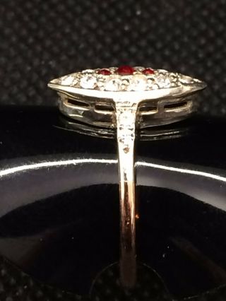 Vintage 9ct & Silver Red And White Paste Set Cluster Ring 5