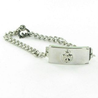 Vintage Locketag Sterling Silver Wwii Us Navy Locket Link Bracelet