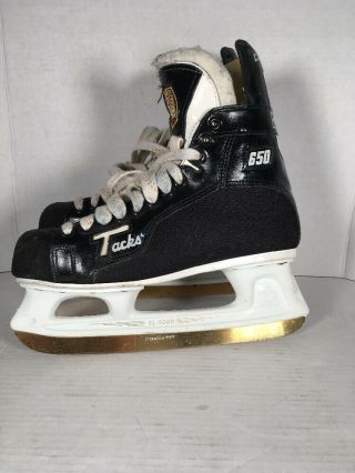 Vtg 650 Ccm Custom Fit Tacks Ice Hockey Skates Size 8 1/2 Titanium Ttx Blades