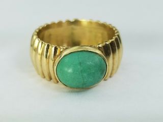 Vintage Turquoise 14k Solid Yellow Gold Ring Size 6