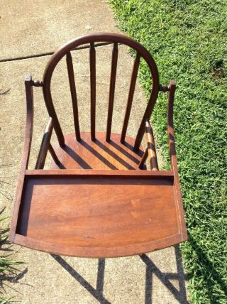 Vtg Wood Wooden Highchair High Chair Jenny Lind 1st Birthday Primitive Spindles