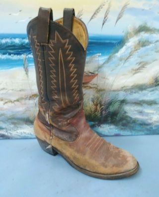 Vintage Mens Brown Steel Toe Work Cowboy Western Boots Sz 8.  5 D 3572