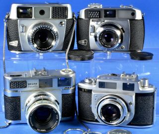 4) Vintage German Japan 35mm Rangefinder Cameras W Schneider Xenar Rokkor