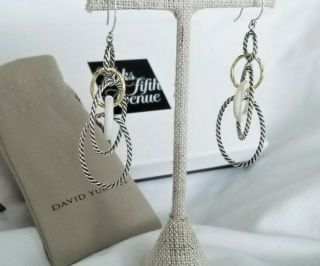 David Yurman Rare 18k Gold & Silver Mobile Earrings With White Ceramic $750