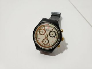 Vintage 1991 Men ' s Swatch Goldfinger Chronograph Swiss Quartz Watch 3