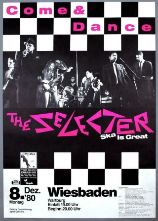 The Selecter - Mega Rare Vintage 1980 Too Much Pressure Concert Poster