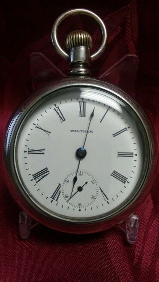 Antique Waltham Pocket Watch Running Well Fine Large 18s Ca 1900