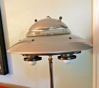Antique Art Deco Mcm Flying Saucer Floor Lamp