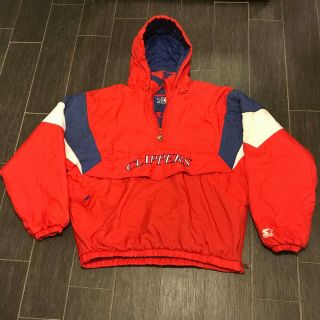 Vintage Los Angeles Clippers Starter 1/4 Zip Pullover Jacket Xl Pouch Red Rare