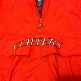 Vintage Los Angeles Clippers Starter 1/4 Zip Pullover Jacket XL Pouch Red Rare 4