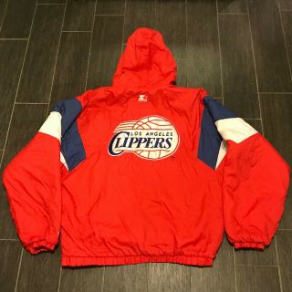 Vintage Los Angeles Clippers Starter 1/4 Zip Pullover Jacket XL Pouch Red Rare 7