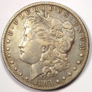 1893 - O Morgan Silver Dollar $1 - Vf / Xf Details - Rare Key Date Coin