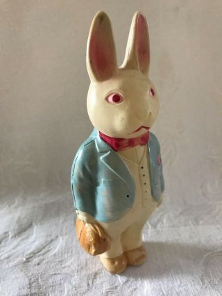 Vintage Occupied Japan Celluloid Easter Bunny With Dr.  Bag Figure 64