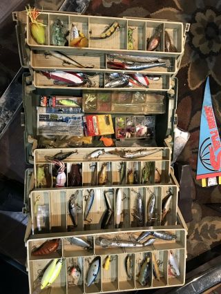 Large Vintage Tackle Box Full Of Old Fishing Lures Tackle Fish Fishing