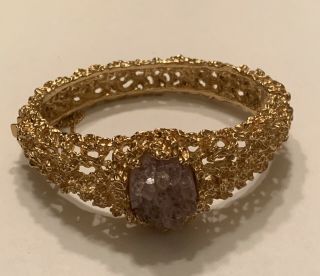 Panetta Rare Vintage Gold Tone Crystal Bangle Bracelet [clean]