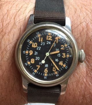 Vintage Mens Us Property A - 17 Pilots Waltham Military Wristwatch W/ Hack Running