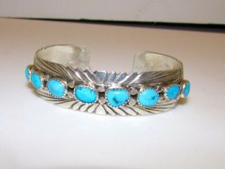 Old Pawn/Vintage Navajo and Zuni Natural Turquoise SS Cuff Bracelets (4) 2