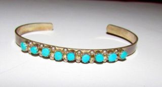 Old Pawn/Vintage Navajo and Zuni Natural Turquoise SS Cuff Bracelets (4) 7