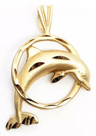 Michael Anthony Vintage 1988 14k Solid Yellow Gold Dolphin Pendant 2.  3g Signed