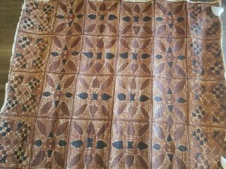 Vintage,  Siapo Samoan Bark Cloth Authentic Polynesian Tapa Wall Art 48 X 57 In