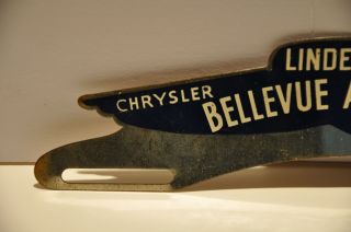 Vintage 1940s License Plate Topper Bellevue Auto Sales Chrysler Plymouth Linden 2
